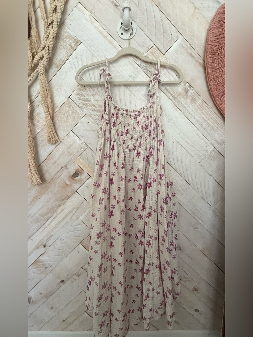 Free People Women’s Cream Floral Smocked Maxi Dress
